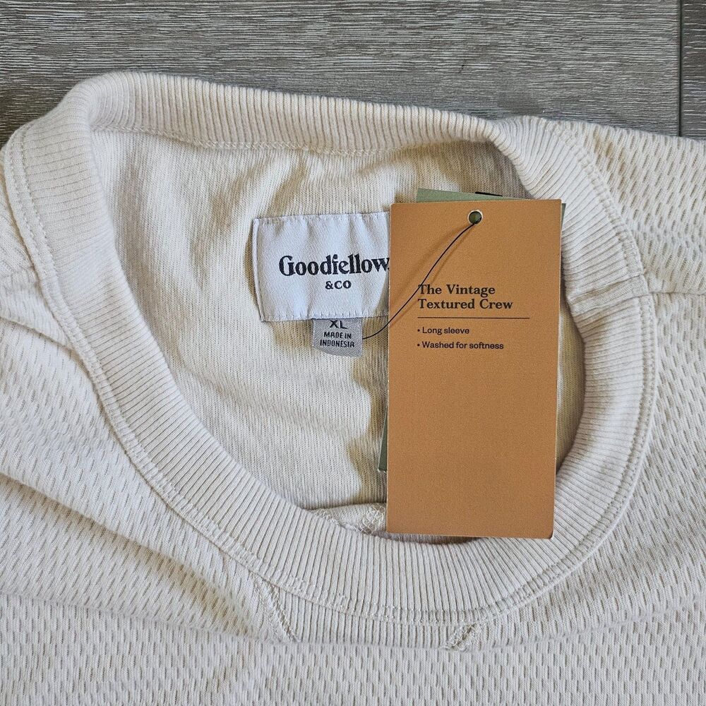 Mens Goodfellow Vintage Textured Waffle Knit Long Sleeve Crew neck Shirt XL - Picture 2 of 3